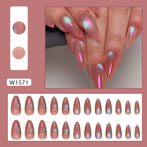 Nouvel Arrivage Faux Ongles ABS Couleur Rouge Effet Tacheté Amande Couverture Complète à Coller 24 Pièces avec Colle pour Salon de Manucure - Product Image 3