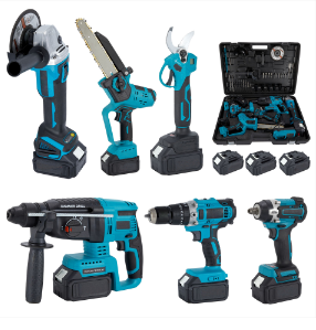 Kit <span class=keywords><strong>Combo</strong></span> di Utensili Elettrici HH Senza Fili in Acciaio al Carbonio - Set 6-in-1 con Batteria al Litio, Trapano a Impatto, Attacco da 1/2, Caricabatterie, Garanzia di 3 Anni - Product Image 2