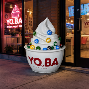 Sculptures en résine personnalisées, écologiques et peintes à la main, modèle bol de yogourt glacé, pour l'agrande vitrine d'entrée d'un magasin de desserts - Product Image 1