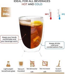 Vaso Térmico de Doble Pared Resistente al Frío y al Calor de 8.5oz 250ml, Taza para Café, Té, Latte, Cappuccino - Product Image 5