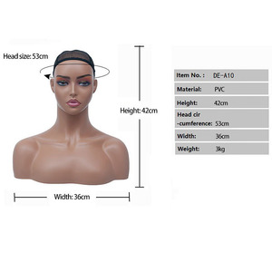 Maniquí de fibra de vidrio realista con cabeza de hombre afroamericano y hombros, para exhibición de pelucas y maquillaje, venta al por mayor - Product Image 6
