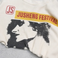 T-shirt à manches longues surdimensionné pour homme, tricot gaufré, imprimé graphique, effet usé, style streetwear vintage