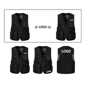 Chaleco de fotografía multibolsillo de Color sólido 100% Taslon Ropa de trabajo duradera con impresión de logotipo para fotógrafos - Product Image 4