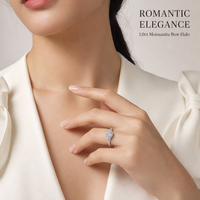 Bague Halo Ronde en Moissanite, Argent S925, Zircon Cubique d'un Carat, Pavé, à Queue Fendue, Bijoux de Mariage et de Fiançailles pour Femme