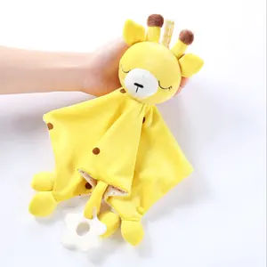 Unicorn yorgan doldurulmuş hayvan bebek güvenlik battaniyesi peluş DouDou