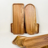 Plateau de service multifonctionnel moderne et minimaliste en bois d'acacia pour collations, thé et gâteaux, en bois massif