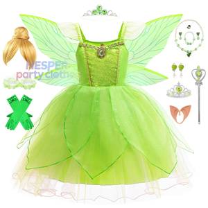 Disfraz de Hada HP para Niñas, Vestido de Princesa Tinkerbell, Alas de Elfo, Vestidos de Fiesta de Cumpleaños para Niñas Pequeñas, Poliéster - Product Image 1
