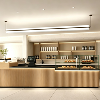 Comptoir de caisse vintage pour boulangerie, comptoir de réception personnalisé avec vitrine, comptoir d'angle pour café