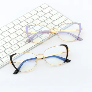 95690设计时尚个性独立金属框架女士光学眼镜带蓝光过滤器准备库存