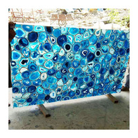Dalles de pierre semi-précieuse en agate bleue translucide, panneau mural en pierre naturelle, vente en gros