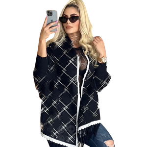 2025 Mùa Thu Mùa Đông Phụ Nữ Áo Len Cardigan Sang Trọng Quần Áo Thiết Kế In Jacquard Cashmere Khăn Choàng Cổ Điển Dệt Kim Áo Len Áo - Product Image 3