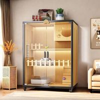 Villa pour chat en bois avec balcon, cage pour chat, lit gain de place, maison de luxe légère pour chat, idéale pour petits appartements et maisons multi-chats