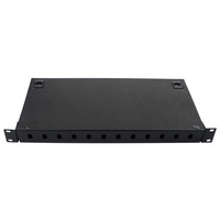 Panel Patch Fiber Optik 19 Inci Kotak Terminal Fiber Optik 12 Core FMS LIU FOPP ODF 1U 12 Port SC Distribution Frame