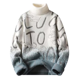 Automne hiver hommes épais Jacquard pull hommes vison velours chaleur épaississement respirant jeunesse floue pull - Product Image 1