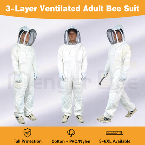 Breathable 3-Layer Ventilated Beekeeping <b>Suit</b>, Full Protection <b>Bee</b> <b>Suit</b> with Detachable Veil, S-6XL for Beekeepers - Product Image 2