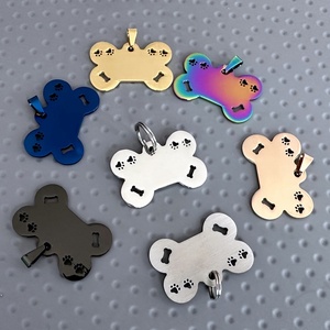 Wholesale Vintage Stainless Steel <strong>Dog</strong> Tag Hollow Bone Paw Design Cross-Border Pet Identification Pendant Engraved Cartoon Metal - Product Image 1