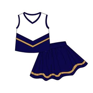 Custom Children Solid Color Stripe Athletic Wear Fashion School Team Cheer Girls Shorts Liner Tennis <b>Skorts</b> Outfits Yoga Clothes - Product Image 3