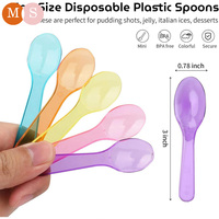 Wegwerp transparante korte stevige plastic proeflepels, ijs- en dessertproeflepels, proeflepels voor yoghurt en hapjes