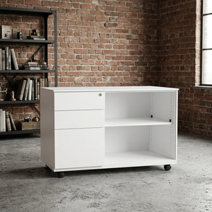 Moderno Gabinete de Almacenamiento de Oficina Móvil de Acero con Puerta Enrollable, Base con 3 Cajones, Diseño Ecológico y Duradero - Product Image 4