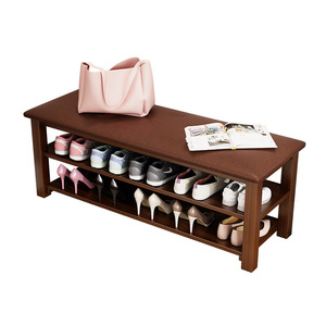 Soft <b>Padded</b> Shoe Changing <b>Stool</b> With Storage Rack For Home Entryway Use - Product Image 5