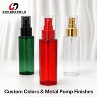 Flacon pulvérisateur PET transparent rouge de 100 ml avec pompe à brume fine pour brume florale, tonique hydratant, emballage de parfum