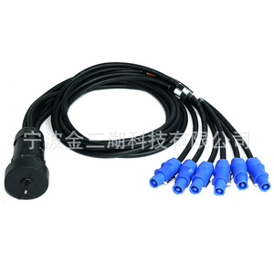 Cable de alimentación Socapex de 19 pines con divisor de conectores Powercon azules (6x) para equipos de iluminación de escenario - Product Image 4