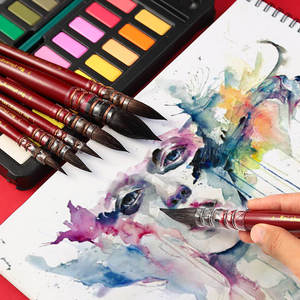 Di alta qualità 7 pz pennelli rotondi per capelli in Nylon con manico in legno per <span class=keywords><strong>pittura</strong></span> ad acqua di colore Art - Product Image 5