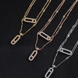 Collares de Doble Dije de Lujo para Mujer, Ideales para Fiestas de Compromiso y Bodas, Plata de Ley con Acabado en Oro Rosa y Circonita Exquisita - Product Image 1