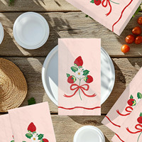 Serviettes en papier à 3 plis à la fraise, serviettes de cocktail jetables, impression personnalisée OEM
