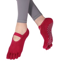 Nouvelles chaussettes de yoga et de Pilates pour femmes, antidérapantes, résistantes à l'abrasion, à doigts entiers, à bout ouvert, à doigts séparés, en coton