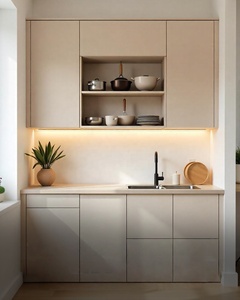 Vorgefertigte Maßgeschneiderte Kompakte <span class=keywords><strong>Mini</strong></span>-Küchenzeile Kleine Küchenarmatur Marmor Modernes Umweltfreundliches Design Modulare Küche - Product Image 2