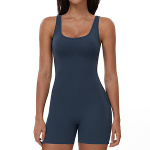 ชุดบอดี้สูทโยคะแบบยุโรป-อเมริกัน ชุดจั๊มสูทแบบสั่งตัดได้ ชุดวันพีซสีพื้น ระบายอากาศได้ดี ผ้ายืดสแปนเด็กซ์/ไนลอน เอวยืดหยุ่น ไซส์พลัส - Product Image 6