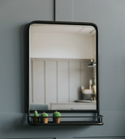 Étagère de style nordique avec miroirs à cadre métallique, en métal, avec crochets, décoration murale pour la maison