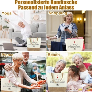 Bolsa de Compras Tarklanda para Abuela, Diseño de Letras en Yute, para la Playa, Regalo para Cumpleaños de Abuela y Día de la Madre - Product Image 6