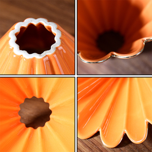 Filtre à café en céramique cannelé personnalisé en gros - Tasse filtrante à bord doré motif floral pour <span class=keywords><strong>barista</strong></span> de café et HoReCa en gros - Product Image 6