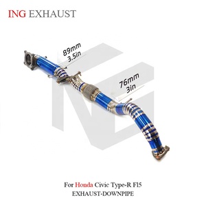ท่อดาวน์ไปป์ไทเทเนียม ING ขนาด 89 มม./76 มม. สำหรับ Honda Civic Type-R FL5 น้ำหนักเบาพิเศษ อะไหล่แต่งสมรรถนะสูง ขายส่ง - Product Image 3
