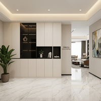 Armoire autoportante mate à portes battantes avec 2 tiroirs, design mi-siècle épuré pour chambre à coucher et appartement, mobilier en gros