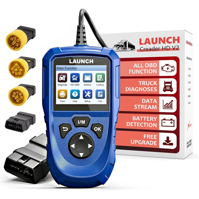 New Arrival LAUNCH Creader HD V2 Heavy Duty Truck Diagnostic Scanner 2-in-1 HDOBD OBD-II EOBD Code Reader