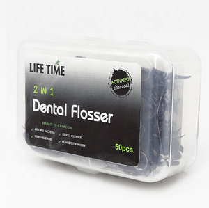 50pcs einfach nehmen 2 in1 kieferorthopädische <span class=keywords><strong>flosser</strong></span> pick fabrik <span class=keywords><strong>mint</strong></span> eco freundliche holzkohle zahnseide pick mit Eco papier box verpackung - Product Image 5