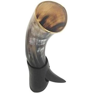 PARIJAT HANDICRAFT Authentic Medieval Inspired Viking <b>Drinking</b> Horn Handmade 16-18 Ounce Capacity Mug with <b>Stand</b> - Product Image 2