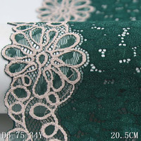21cm vert foncé Spandex élastique dentelle tissu Floral tricoté maille Stretch lacets garniture pour femmes robe soutien-gorge