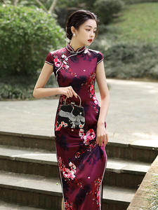Raso di seta Midi migliorato Cheongsam nuovo bordo in pizzo migliorato Qipao <span class=keywords><strong>abiti</strong></span> <span class=keywords><strong>da</strong></span> sera in stile cinese abito <span class=keywords><strong>da</strong></span> <span class=keywords><strong>cerimonia</strong></span> <span class=keywords><strong>donna</strong></span> - Product Image 4