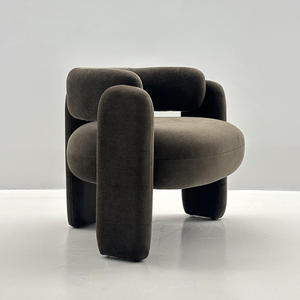 Fauteuil de salon moderne de style nordique en tissu bouclé avec design incurvé, chaise de loisirs convertible simple et créative - Product Image 5