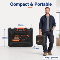 Kit d'outils sans fil en acier au carbone 48 pièces : perceuse, tournevis, pinces, clé, marteau – Outils à main OEM pour réparation domestique, mallette moulée par soufflage