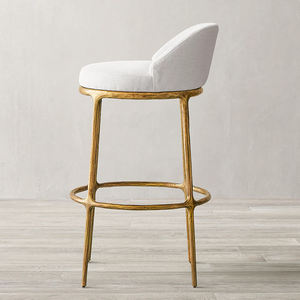 Customize Minimalist <b>Bar</b> Chair Hand Forged Golden Metal Hammered White Gold Outdoor Restaurant Home Dining <b>Stool</b> Italian Elegant - Product Image 3