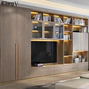 KINGV New <strong>Design</strong> Modern Simple UV High Gloss <strong>TV</strong> Stand LED Light <strong>TV</strong> Wall Cabinet <strong>Units</strong> <strong>Designs</strong> Wood <strong>TV</strong> Cabinet - Product Image 2