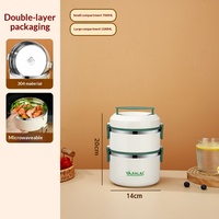 Boîte à lunch isotherme en acier inoxydable 304 empilable à 3 niveaux avec poignée, récipient alimentaire portable pour le bureau, les voyages et le camping