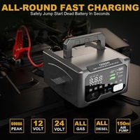 12V 24V Schwerlast-LKW-Starthilfe mit Luftpumpe 150PSI 6000A LiFePO4 Lithium-Batterie Hochleistungs-Funkenschutz LED-Taschenlampe