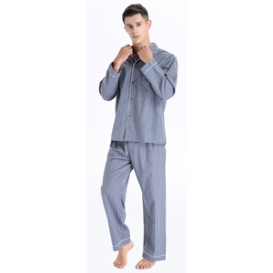 Set <span class=keywords><strong>Pigiama</strong></span> da <span class=keywords><strong>Uomo</strong></span> in Cotone Modal, Maniche Lunghe, <span class=keywords><strong>con</strong></span> Tasche e <span class=keywords><strong>Bottoni</strong></span>, Morbido e Confortevole - Product Image 1