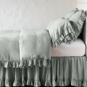 Parure de lit en lin 100 % lin français à volants, personnalisable en gros, pour la maison et les mariages - Product Image 4